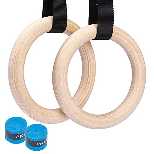 Suny Smiling Wooden Gymnastic Rings 1500lbs Calisthenics Equipment with 15ft Heavy Duty Straps,Non-Slip Training Rings or Pull Ups and Dips,Cross-Training Workout,Strength Training,Fitness