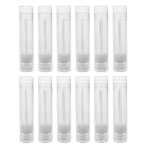 Clear Empty 3/16 Oz (5.5ml) Plastic Container Twist Tubes for Homemade Lip Balms, Cosmetic Gifts (12 Pack)