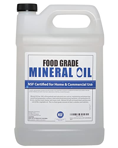 NSF Certified Food Grade Mineral Oil - Gallon (128oz), Certified Food Safe Conditioner for Wood Cutting Boards, Butcher Blocks and Stainless-Steel Kitchen Equipment