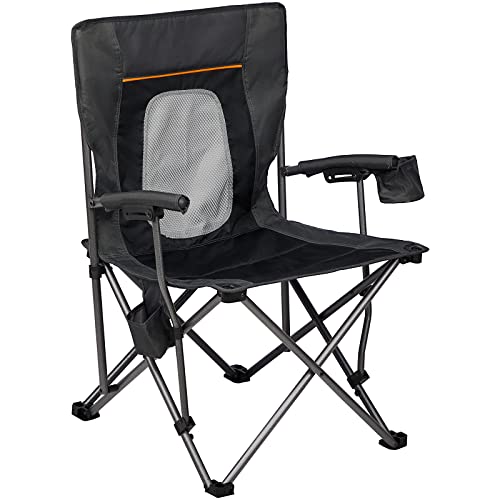 PORTAL Comfortable Portable Lawn Lightweight Foldable Outdoor Camp Chair for Adults, Supports up to 300 lbs, Black