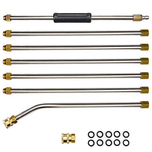 Benelet Pressure Washer Extension Wand Set,Replacement Parts Lance Kit,Cleaner Curved Rod&Pole Extension Attachment Accessory,Coupled with 1/4' NPT Brass Quick Connect Plug