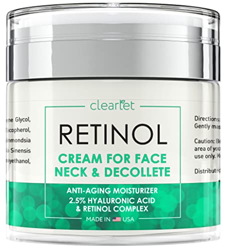 Retinol Cream for Face - Anti-Aging Face Moisturizer - Retinol Cream with Hyaluronic Acid - Moisturizer for Dry Skin - Collagen Face Cream for Fine Lines - Day and Night Retinol Moisturizer for Face