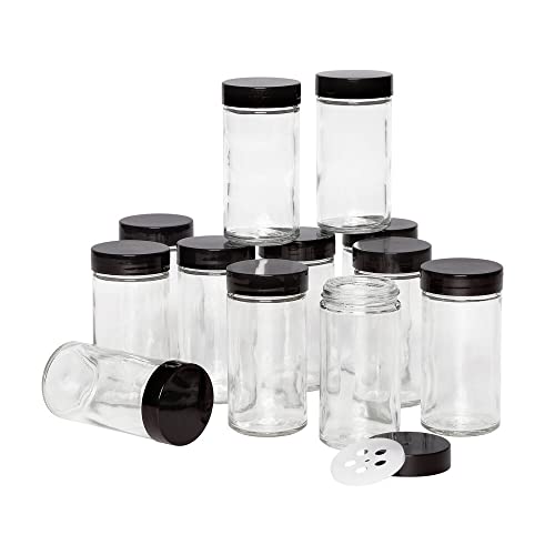 Kamenstein Empty Jars With Black Cap, Set Of 12, 3-Ounce