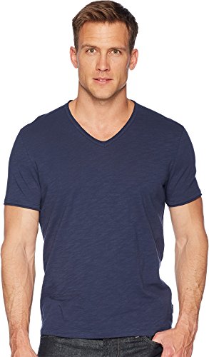 John Varvatos Short Sleeve Slub V-Neck K3595U1B Oiled Blue 2XL