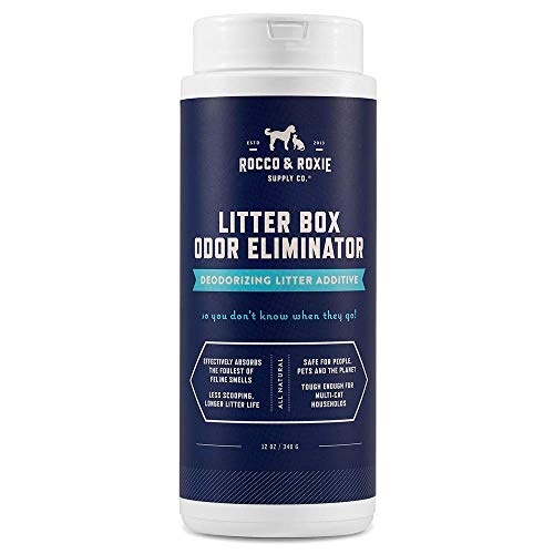 Rocco & Roxie Litter Box Odor Eliminator – Best Natural Urine Deodorizer for Cat Litter Boxes – You Won’t Need to Change The Cat Litter as Often – Fresh Scent – Safe for Kitty (12 oz Bottle)