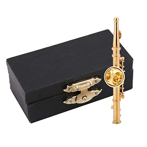 wosume 5.7 0.6 0.6cm/2.2 0.2 0.2inch Mini Flute Shaped Musical Instrument Brooch, Brooch, fo rChristmas Present for Thanksgiving Gift(Golden)
