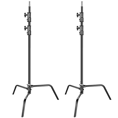 Neewer 2-Pack Heavy Duty Aluminum Alloy C-Stand - Adjustable 5-10 feet/1.6-3.2 Meters Light Stand for Photography Reflectors, Softboxes, Monolights, Umbrellas (Black)