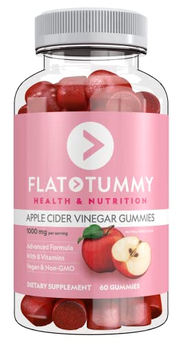 Flat Tummy Tea Apple Cider Vinegar Gummies, 60 Count – Boost Energy, Detox, Support Gut Health & Healthy Metabolism – Vegan, Non-GMO - Made with Apples, Beetroot, Vitamins B6 & B12, Superfoods