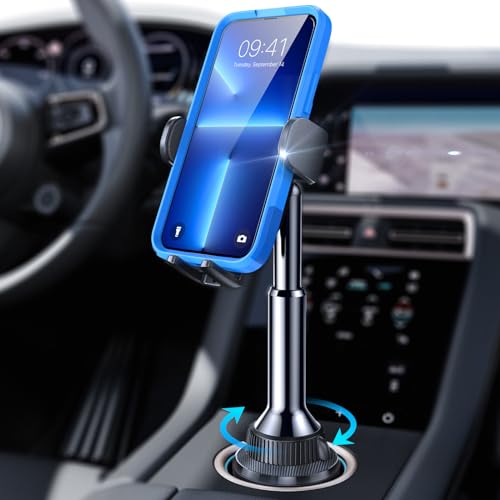 LISEN Cup Holder Phone Mount for Car No Shaking Cup Phone Holder for Car Rock Solid Car Phone Holder Mount for Cars, Trucks, SUVs, Compatible with iPhone 15 14 13 Plus Pro Max Samsung All 4-7'' Phone