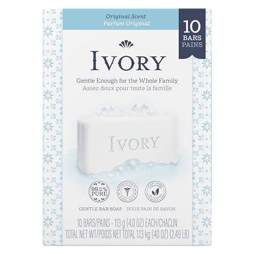 Ivory Original Gentle Bath Bar Soap, 4 oz (10 Count)