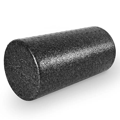 ProsourceFit High Density Foam Rollers 12 - inches long, Firm Full Body Athletic Massager for Back Stretching, Yoga, Pilates, Post Workout Trigger Point Release, Black
