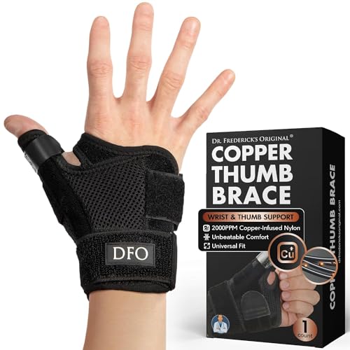 Dr. Frederick's Original Reversible Copper Infused Wrist Thumb Brace - 1 Brace - Spica Splint for De Quervain’s Tendonitis, Arthritis, CMC, Pain Relief - Left or Right Hand - Fits Men and Women