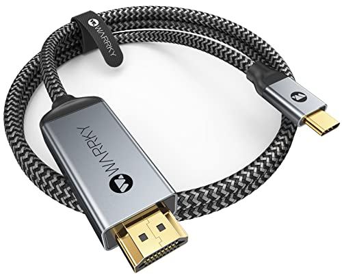 Warrky USB C to HDMI Cable 4K, [Anti-Interference Gold-Plated Plugs] 6FT Braided Type C to HDMI Cord Thunderbolt 3/4 Compatible for MacBook Pro/Air, iMac, iPad Pro, Galaxy S20 S10, Surface, Dell, HP