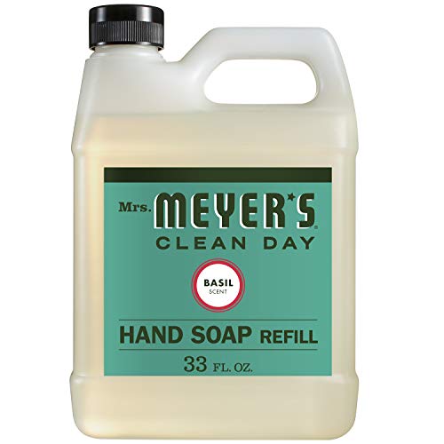 Mrs. Meyer's Hand Soap Refill, Made with Essential Oils, Biodegradable Formula, Basil, 33 fl. oz