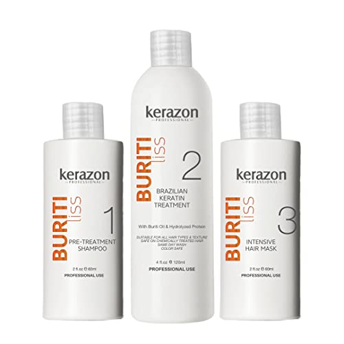 Clarifying Shampoo with Brazilian Keratin Treatment and Intensive Hair Mask KIT Tratamiento de Keratina Alisado 120ml. Packaging may vary.