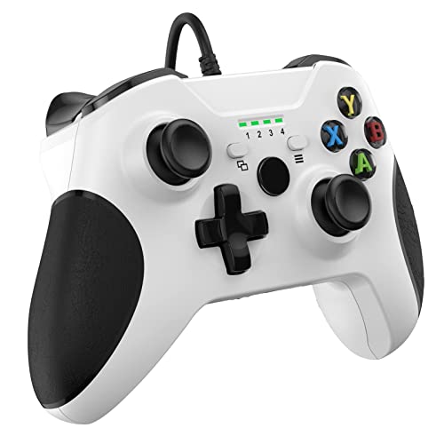 YCCSKY Wired Controller for Xbox One/Xbox Series X|S,Pc Game Controller Compatible with Windows 11/10/8/7,Gamepad with Audio Jack and Dual-Vibration Turbo (White)