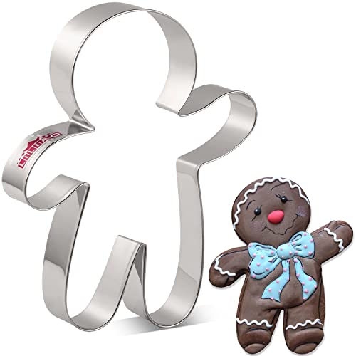 LILIAO Christmas Waving Gingerbread Man Cookie Cutter - Extra Large: 4.2 x 5.6 inches - Stainless Steel