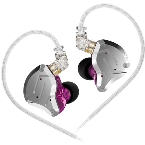 KZ ZS10 Pro Earbuds Headphone, KZ in Ear Monitor IEM HiFi Earphone with 5 Driver 4BA 1DD with Detachable 0.75mm 2 Pin Cable for Singer Musician Drummer (Purple No Mic)……