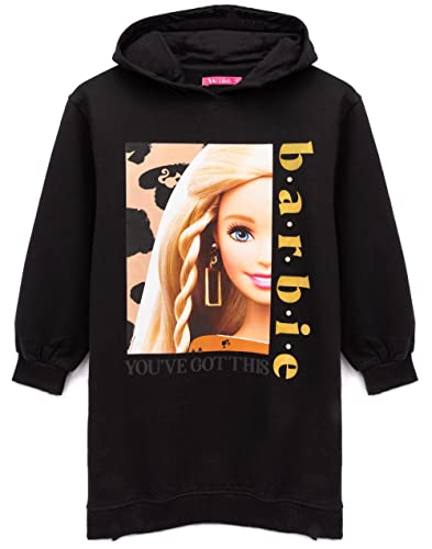 Barbie Hoodie Dress Girls Kids Doll Leopard Print Black Sweater Clothes 5-6 Years