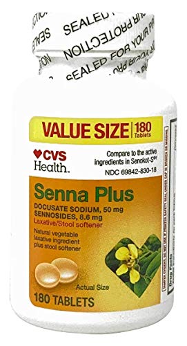 CVS Health Stool Softener Plus Stimulant Laxative Tablets, Docusate Sodium 50 mg, Sennosides 8.6 mg, 180 Count