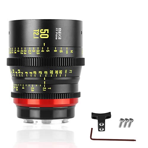 Meike 50mm T2.1 Full-Frame Manual Focus Wide Angle Prime Cinema Lens for Canon EF Mount and Cine Camcorder ZCAM E2-F6, E2-F8, Canon EOS C500 Mark II, and S35 EOS C100 Mark II, EOS C200, Zcam E2-S6 6K