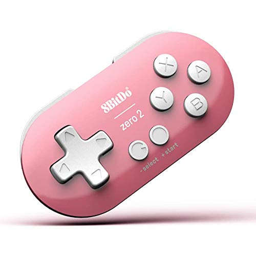 8Bitdo Zero 2 Mini Bluetooth Gamepad for Switch Windows Android MacOS Steam Raspberry Pi (Pink)