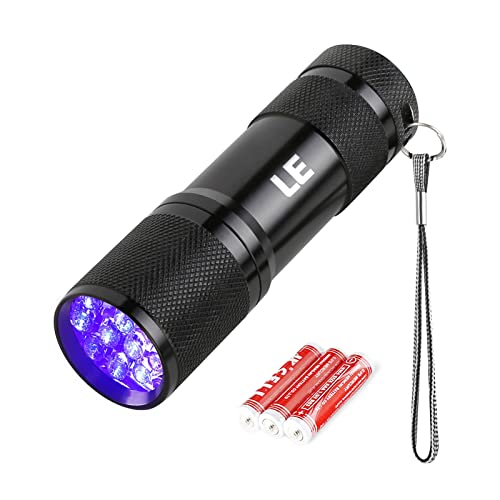 Lighting EVER Black Light Flashlight, Small UV Lights 395nm, Portable Ultraviolet Light Detector for Invisible Ink Pens, Dog Cat Pet Urine Stain, AAA Batteries Included