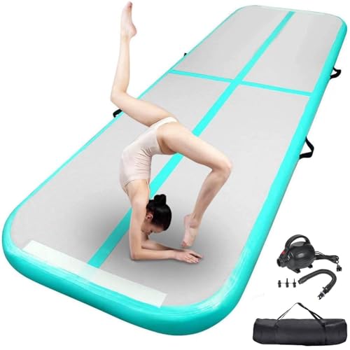 FBSPORT 10ft Inflatable Air Gymnastics Mat Training Mats 4 inches Thickness Gymnastics Tracks for Home Use/Training/Cheerleading/Yoga/Water with Pump