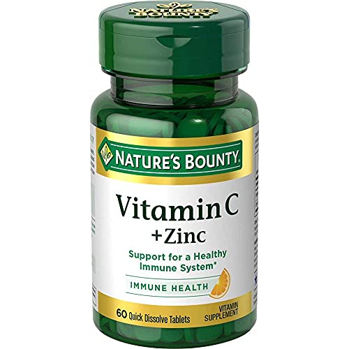 Vitamin C + Zinc by Nature's Bounty, Vitamin Supplement, Supports Immune Health, 60 mg, 60 Tablets