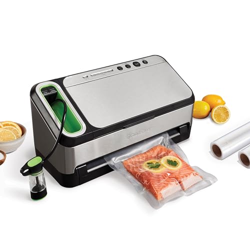 FoodSaver V4400 2-in-1 Vacuum Sealer Machine with Automatic Vacuum Sealer Bag Detection and Starter Kit, Safety Certified, Black and Silver