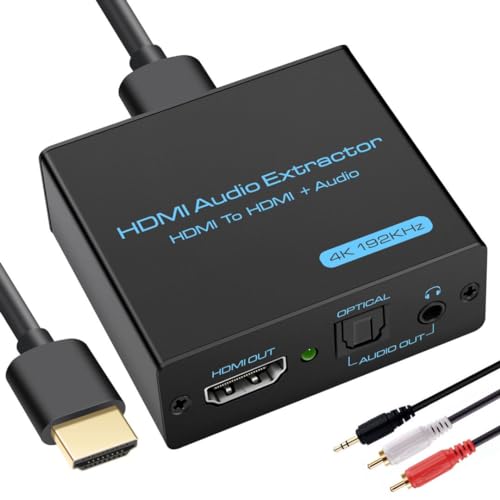 VPFET HDMI Audio Extractor 4K HDMI to Optical 3.5mm AUX Audio Adapter Splitter Converter Supports HDCP Dolby Digital DTS 5.1 PCM