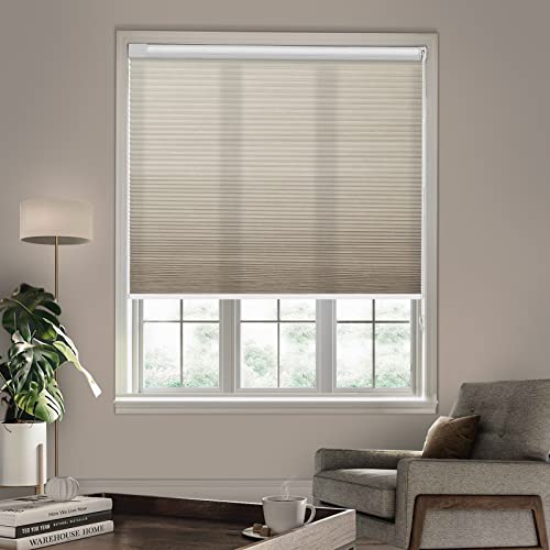 Keego Window Shades No Drill Cellular Blinds for Window, Custom No Tools Light Filtering Corded Thermal Honeycomb Shades and Blinds, White, Any Size 22-59 Wide and Max 78 High