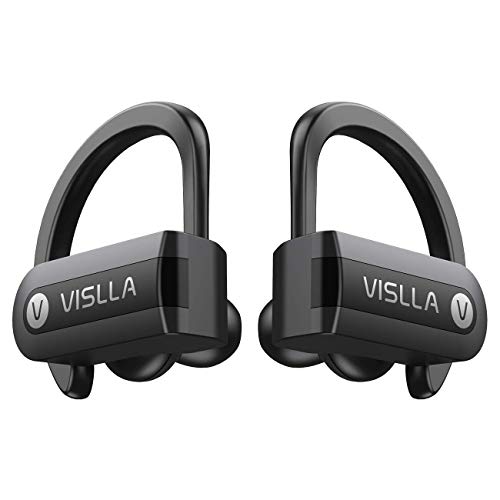 Wireless Earbuds, Vislla 5.0 Bluetooth Sport Headphones Stereo Bass Sound TWS Ear Buds Over Ear Sweatproof Headset 8 Hours Playtime Wireless Earphones with Mic & Charging Case for Running/Working Out