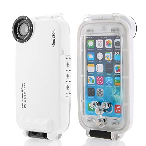 Mixneer Diving Case Compatible with iPhone 7 Plus/8 Plus, Professional [40m/130ft] Dive Swimming Underwater Photo Video Waterproof Case Cover Compatible with iPhone 7 Plus/8 Plus - White