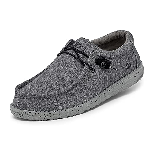 Hey Dude Men's Wally L Stretch Steel Size 8 | Men’s Shoes | Men's Lace Up Loafers | Comfortable & Light-Weight