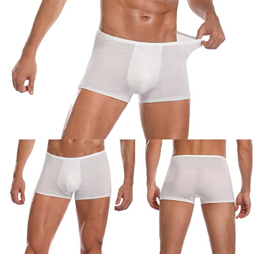 Mens Disposable Cotton Underwear Travel Boxers Briefs Portable Shorts White Color 5PK(Medium)