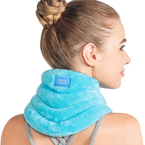 Relief Expert Hands-Free Neck Heating Pad Microwavable Heated Neck Wrap for Pain Relief, Microwave Neck Warmer for Hot Cold Therapy