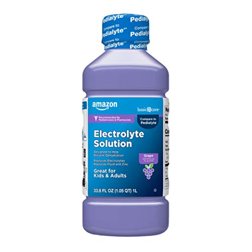 Amazon Basic Care Pediatric Electrolyte Solution, Grape Flavor, Helps Prevent Dehydration, Replaces Electrolytes, Fluid and Zinc, for Kids and Adults, 33.8 Fl Oz (Pack of 1)
