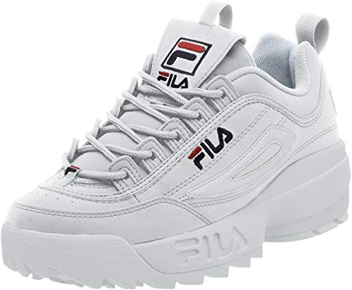 Fila Men's Strada Disruptor fashion sneakers, White/Peacoat/Vinred, 8 US