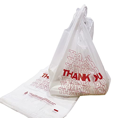 TashiBox Shopping Thank Reusable and Disposable Grocery Bags (600 Count) Measures 11.5' X 6.25' X 21', 15mic, 0.6 Mil