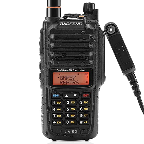 BAOFENG UV-9G GMRS Radio, Waterproof Two Way Radio for Adults, NOAA Scanner & Receiver Long Range Rechargeable Handheld Radio, Repeater Compatible, with Programming Cable