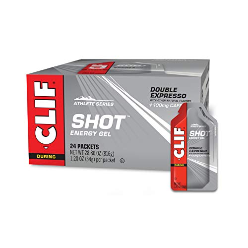 CLIF SHOT - Energy Gels - Double Expresso Flavor 100mg Caffeine- Non-GMO - Quick Carbs Caffeine for Energy - High Performance & Endurance - Fast Fuel Cycling and Running, 1.2 Ounce (Pack of 24)