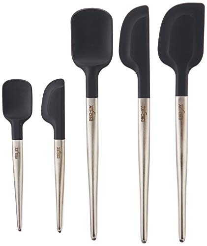 All-Clad Ultimate Silicone 5 piece Spatula Set, Stainless Steel and Black