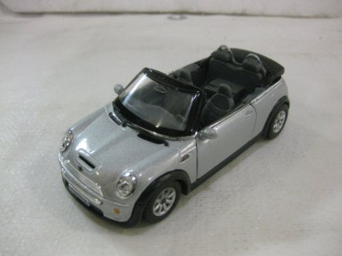 Mini Cooper S Convertible In Gray Diecast 1:28 Scale By Kinsmart