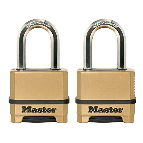 Master Lock Outdoor Combination Lock, Heavy Duty Weatherproof Padlock, Resettable Combination Lock for Outdoor Use, 2 Pack, M175LFEC2, 1.2 x 2 x 3.87 inches, Gold