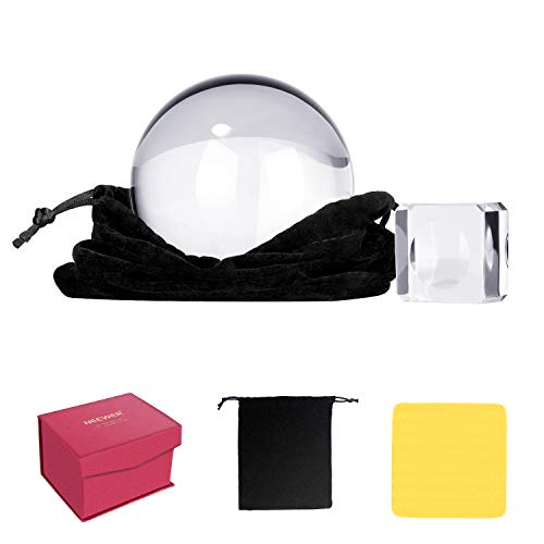 Neewer Pro 80mm, K9 Crystal Ball with Stand, Wiping Cloth, Pouch and Box, Crystal Suncatchers Ball for Photography Accessory and Photo Props Decoration, Wiping Cloth and Box Included