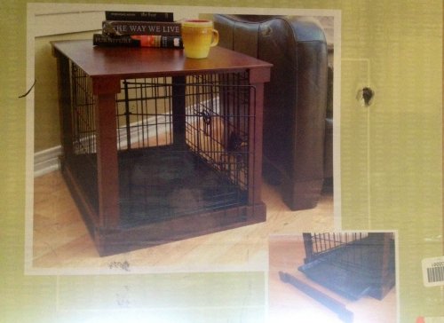 Indoor Wooden Mobile Dog Pet Cage with Crate Cover Side Panels Table Medium