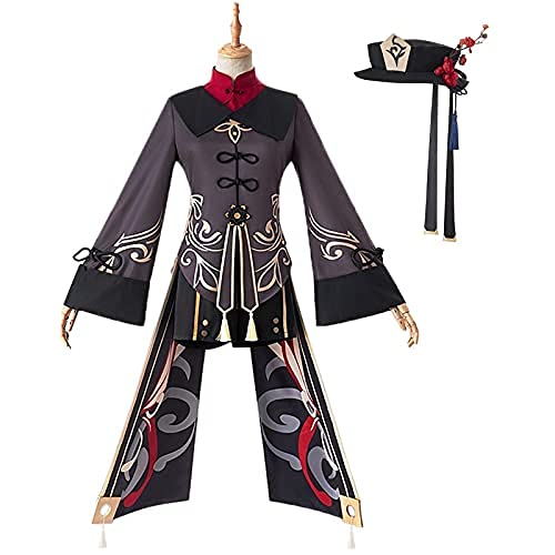 WYKBPX Anime Hu Tao Cosplay Costume Outfit Game National Style Long Tail Tassels Dress Pants Uniform Set Halloween (Small)