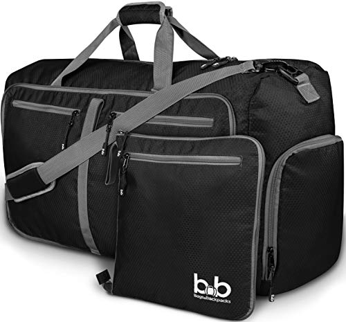 Extra Large Duffle Bag with Pockets - Waterproof Duffel Bag for Women and Men (Black)