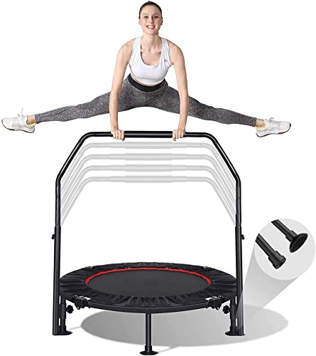 40' Mini Fitness Tramp0line for Adults - Foldable Exercise Bungee Rebounder with 5 Levels Adjustable Foam Handle for Indoor/Outdoor, Max Load 330lbs(6 Suction Cups Included)